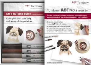 Tombow Starter Set mit 4 Alkoholbasierter Marker ABT PRO + Bristol Block DIN A5