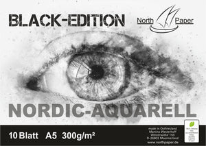 North-Paper Aquarellpapier 300g/m²  BLACK-EDITION 10 Blatt Testpapier