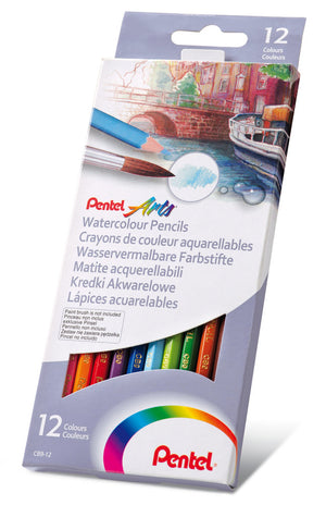 Pentel Arts Watercolor Pencils 12er Set - wasservermalbare Farbstifte
