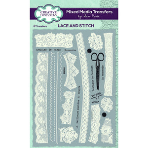 Creative Expressions • Mixed media transfers Lace and stitch  Rubbelbilder by Sam Poole