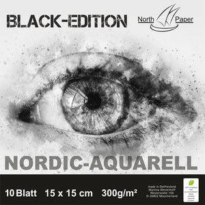 North-Paper Aquarellpapier 300g/m²  BLACK-EDITION 10 Blatt Testpapier