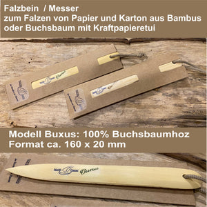 Falzbein / Falzmesser aus  Bambus oder Buxbaum auch als Set