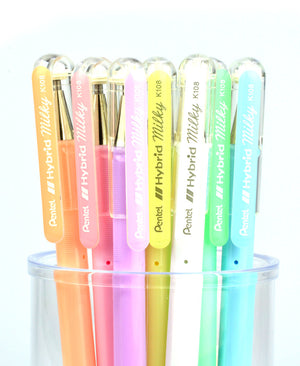 Pentel Hybrid Milky Pastel Gel Pens - Gelstifte in 7 tollen Farben -- einzeln oder als Set