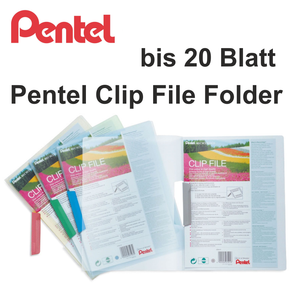 Pentel Clip File Klemmordner  A4 für bis zu 20 Blatt in 4 Pastellfarben