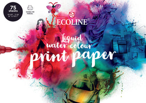 Royal Talens ECOLINE - Water Colour Print Paper, DIN A4, 150g, 75 Blatt