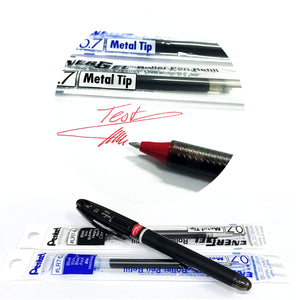 Pentel Tradio07 mit EnerGel Liquid Gel-Tintenroller rot + 1 Ersatzmine in rot, blau oder schwarz