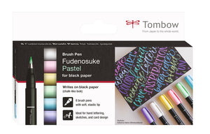 Tombow Fudenosuke Pastel for black paper 6er-Set WS-BS-6P