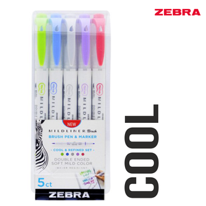 Zebra Mildliner Brush 4 schöne Sets aus 15 Farben mit Pinsel und Markerspitze