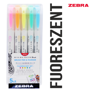 Zebra Mildliner Brush 4 schöne Sets aus 15 Farben mit Pinsel und Markerspitze