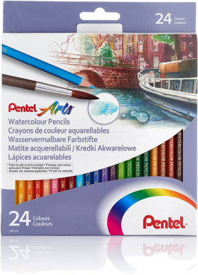 Pentel Arts Watercolor Pencils 24er Set - wasservermalbare Farbstifte
