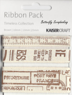 Kaisercraft Bänder Set Timeless Collection 3er Set braun