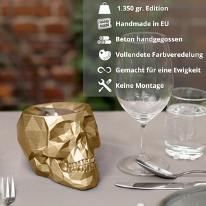 Chiron Totenkopf Skull Duftkerzenhalter mit einer Refill Duftkerze - Classic Gold