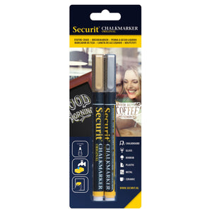 Securit • Chalkmarker liquid set of 2 - 1mm Gold and silver